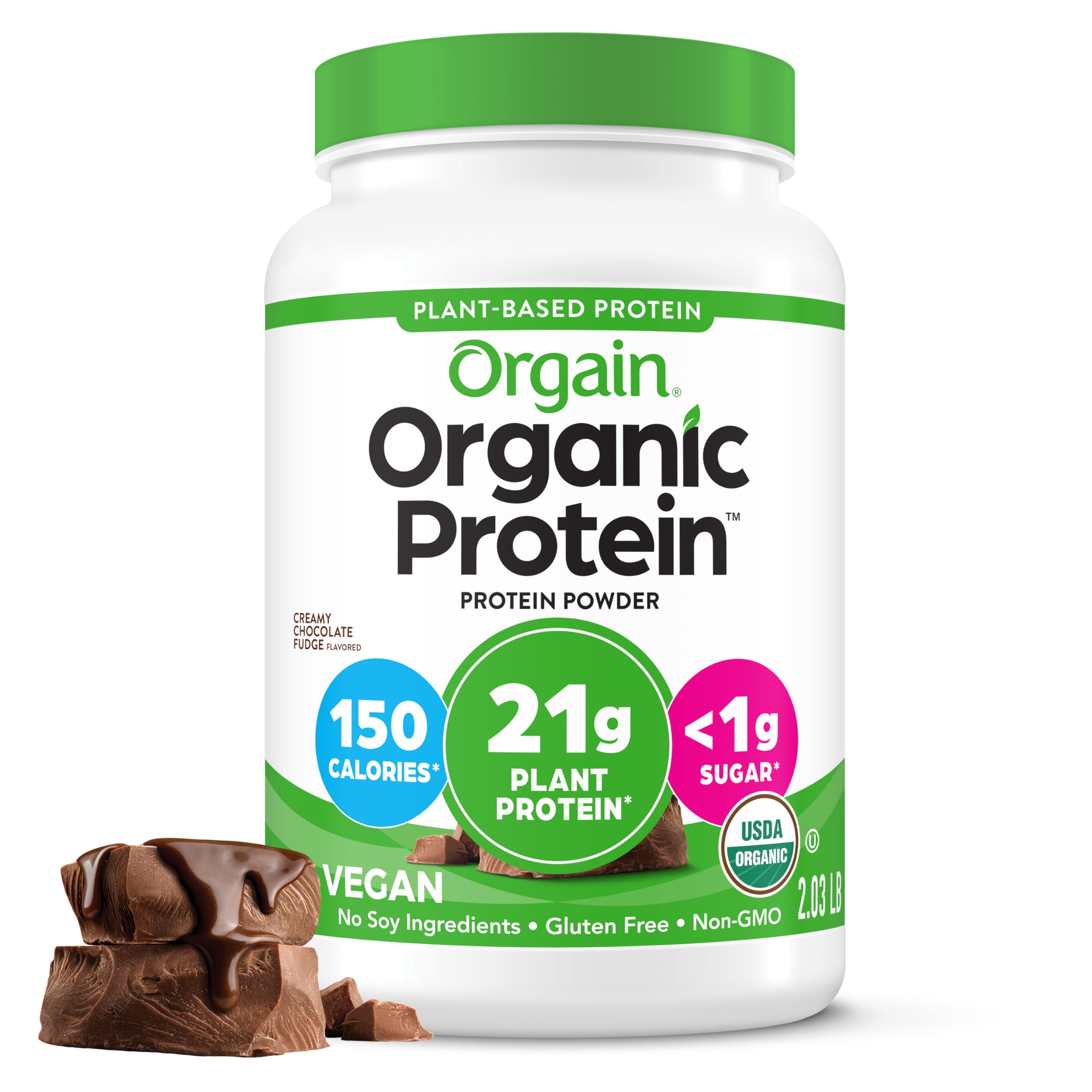 Orgain Organic Plant Based Protein Powder, Creamy Chocolate Fudge