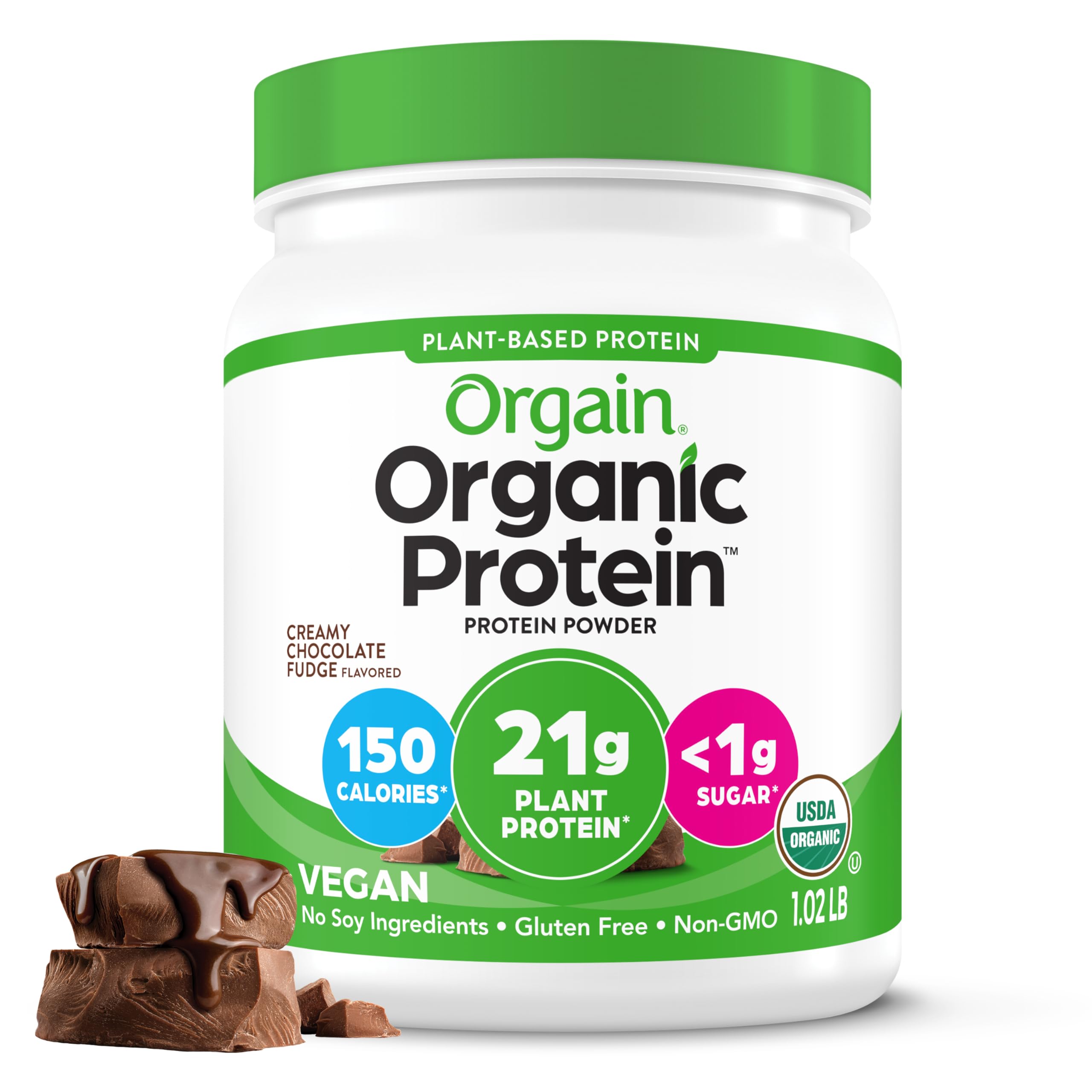 Orgain Organic Vegan Protein Powder, Creamy Chocolate Fudge